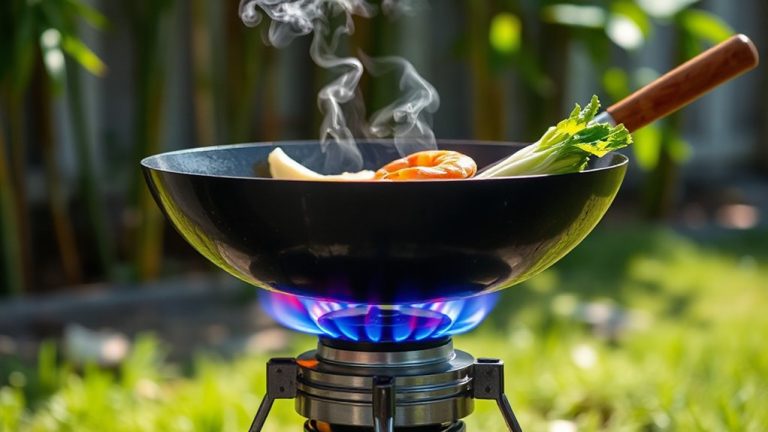 backyard stir fry with portable wok