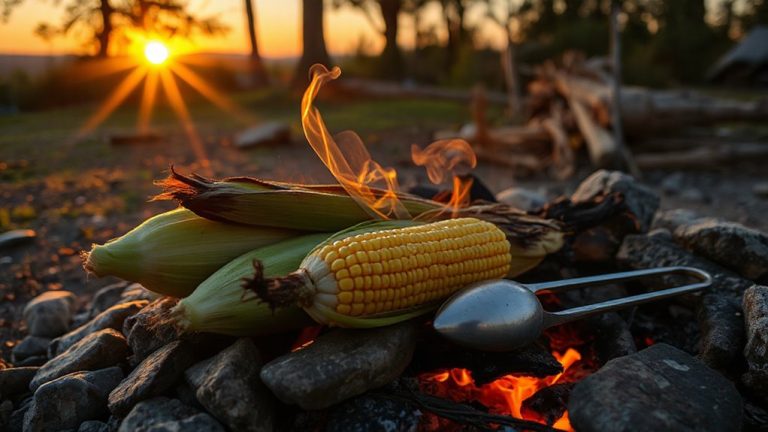 bake corn husk campfire