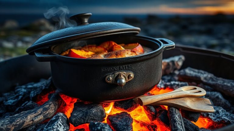 baking peach cobbler with dutch oven