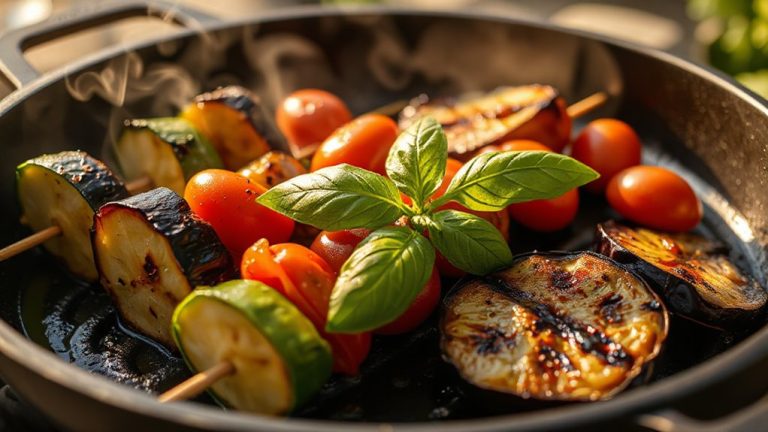basil enhances grilled mediterranean skewers