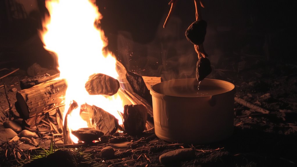 boil water with hot stones