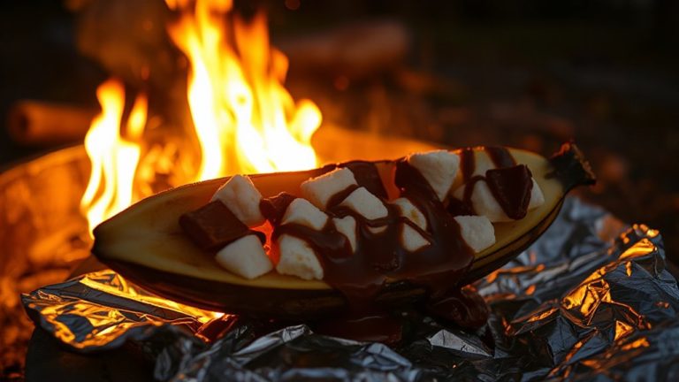 campfire banana boats with chocolate and marshmallows