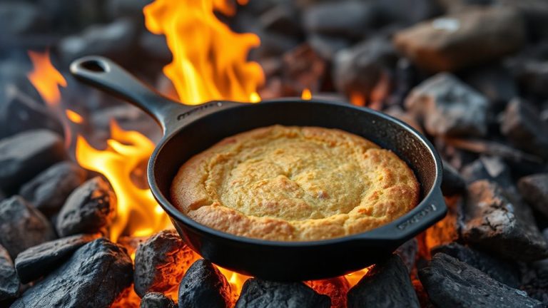 campfire cornbread in cast iron