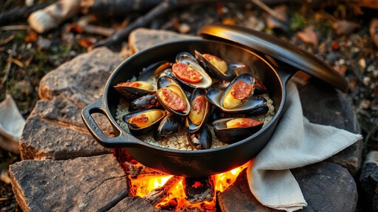 campfire paella with saffron