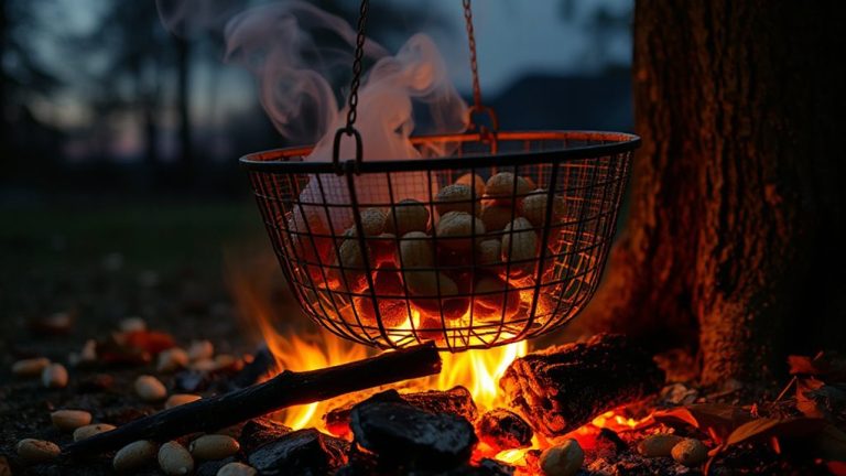 campfire popcorn in wire basket
