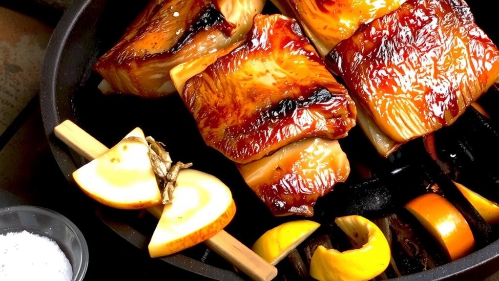 caramelization builds char and sweetness