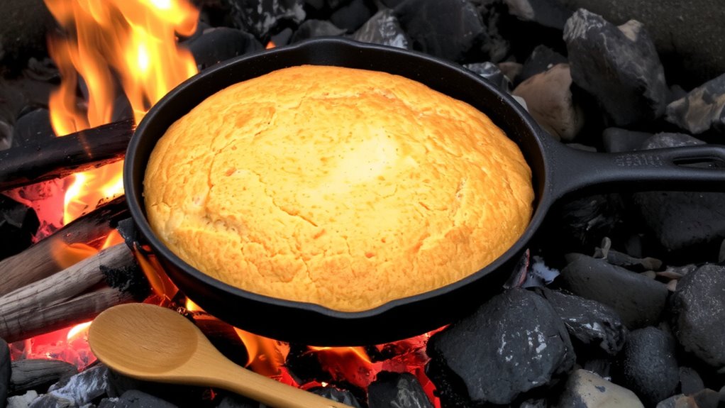 center skillet in embers
