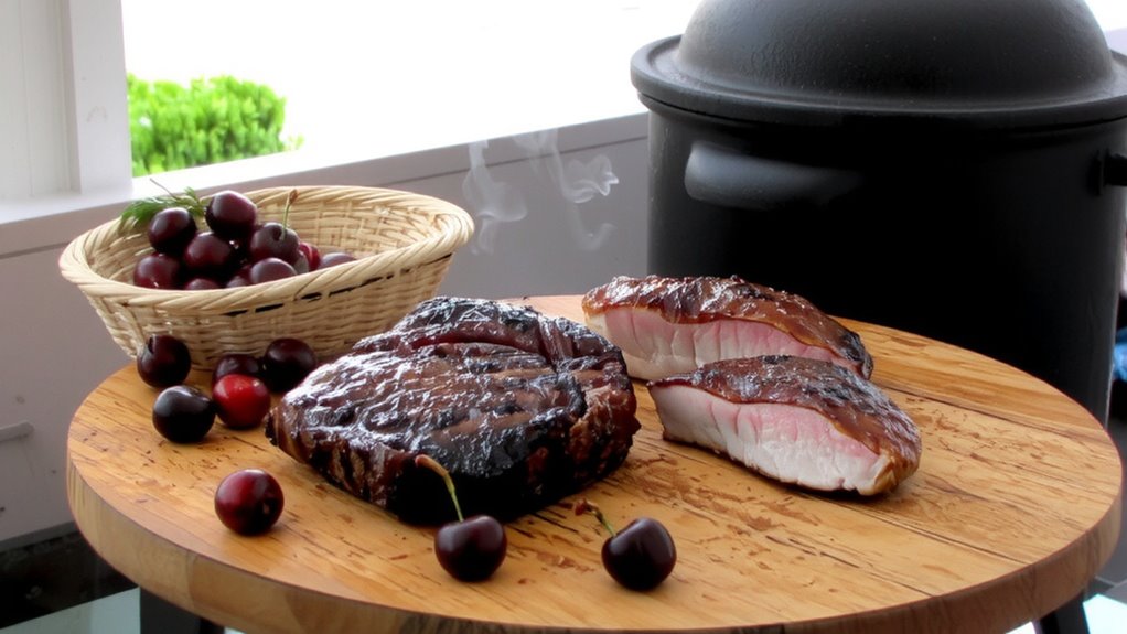 cherry wood enhances beef and duck