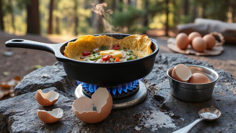 cook omelets on camping stove