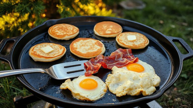 griddle cooking breakfast outdoors