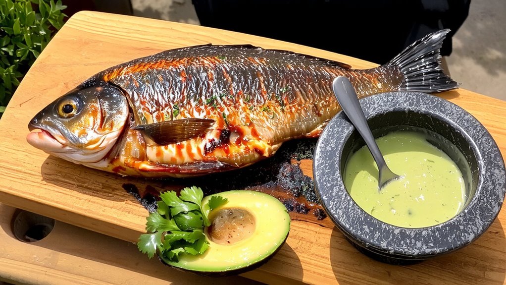 grill with chimichurri baste