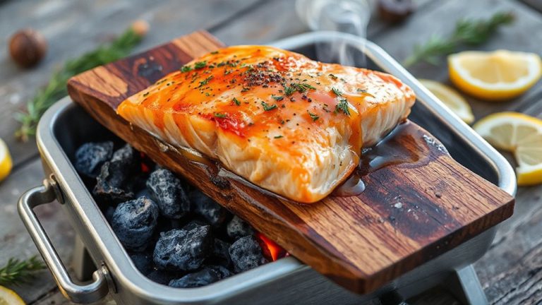 grilled fish on cedar