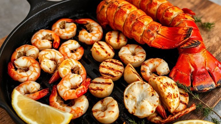 grilling shrimp scallops lobster