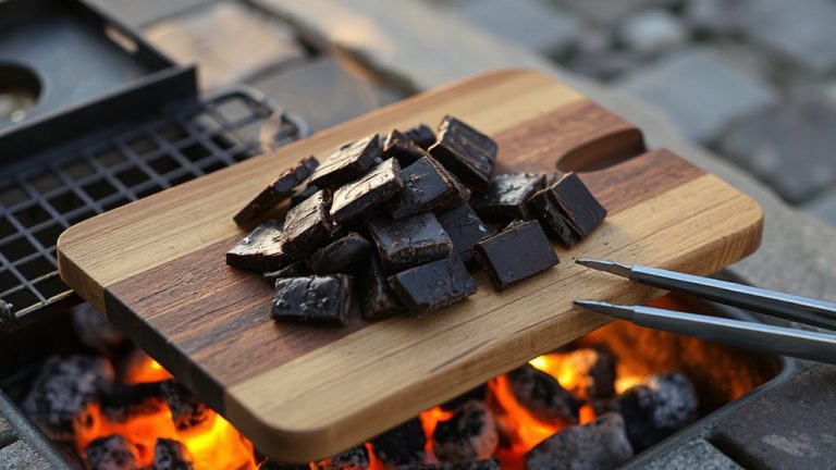 hibachi chocolate melting outdoors