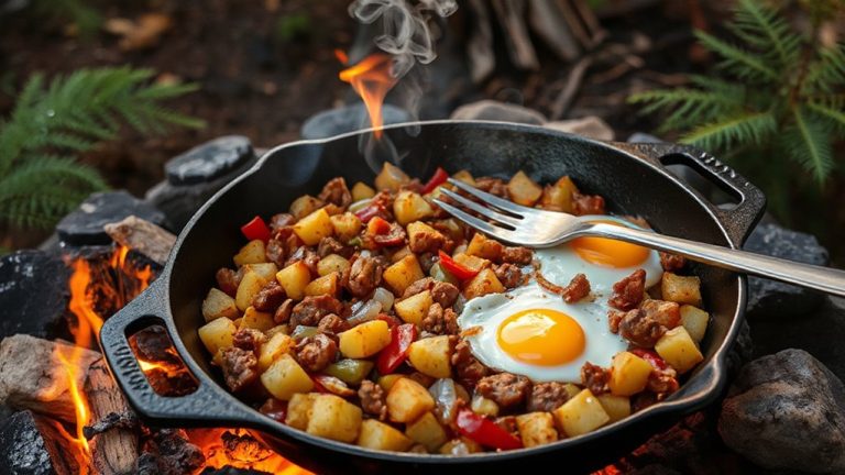one skillet campfire breakfast