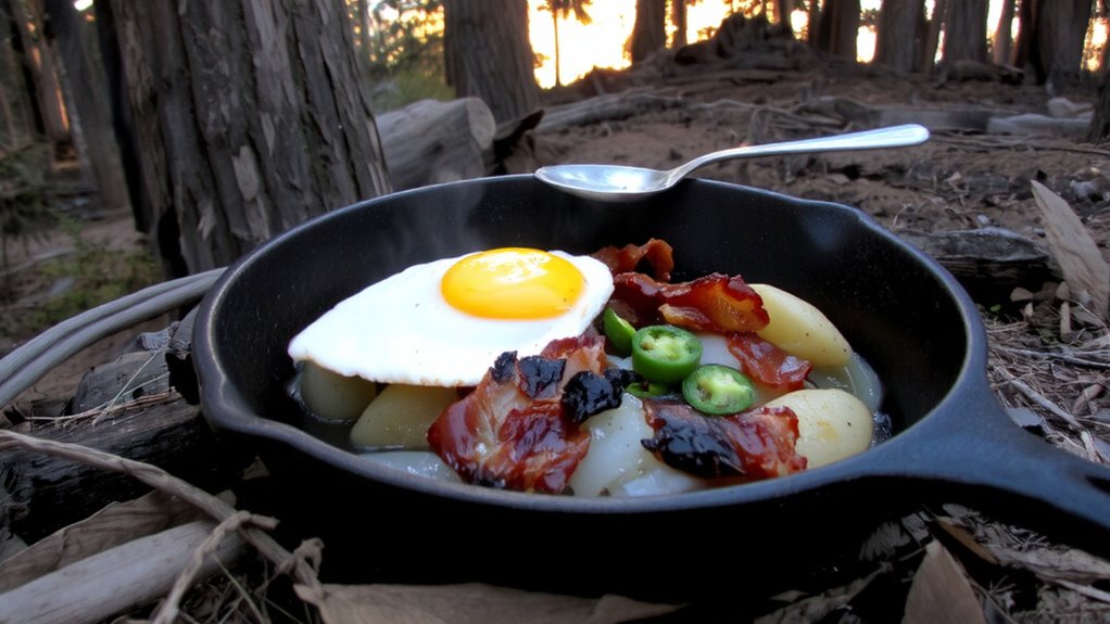 one skillet campfire breakfast