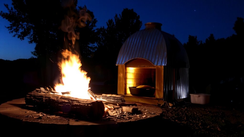 position oven behind campfire