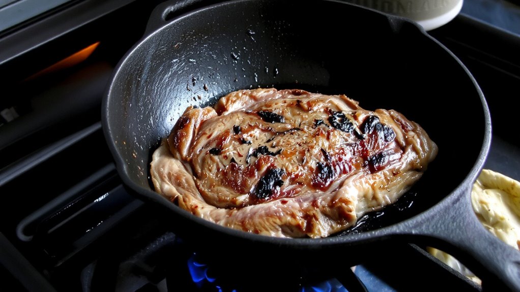 preheat pan until smoking