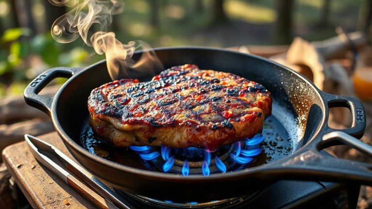 sear steak outdoors