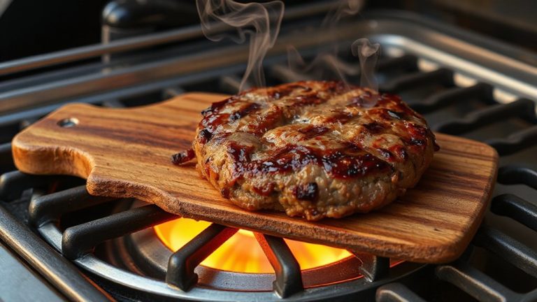 smoke infused gas grilled burgers