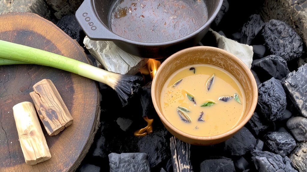 smoking leek tops with apple wood