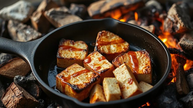 smoking tofu steaks over peachwood