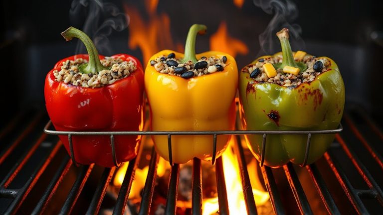 stuffed peppers flame grilling