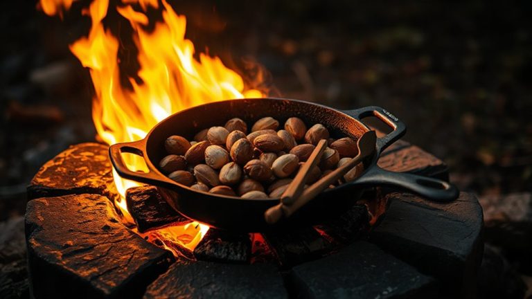 toast nuts over campfire
